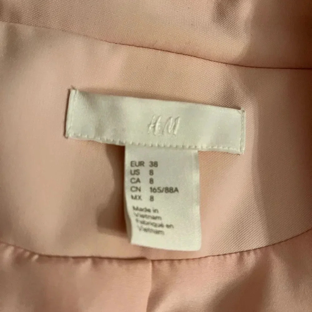 H&M Lightweight Pink Blazer Lined Quarter Ruched Sleeve Pockets, Size 8 - Picture 8 of 8